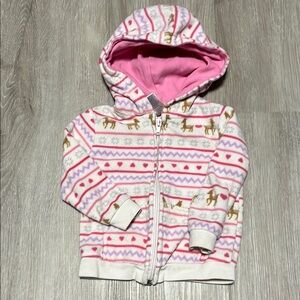 Kids Patterned Hoodie - Pink and White